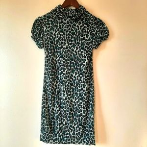 Emerald Green Leopard Print Mini Dress